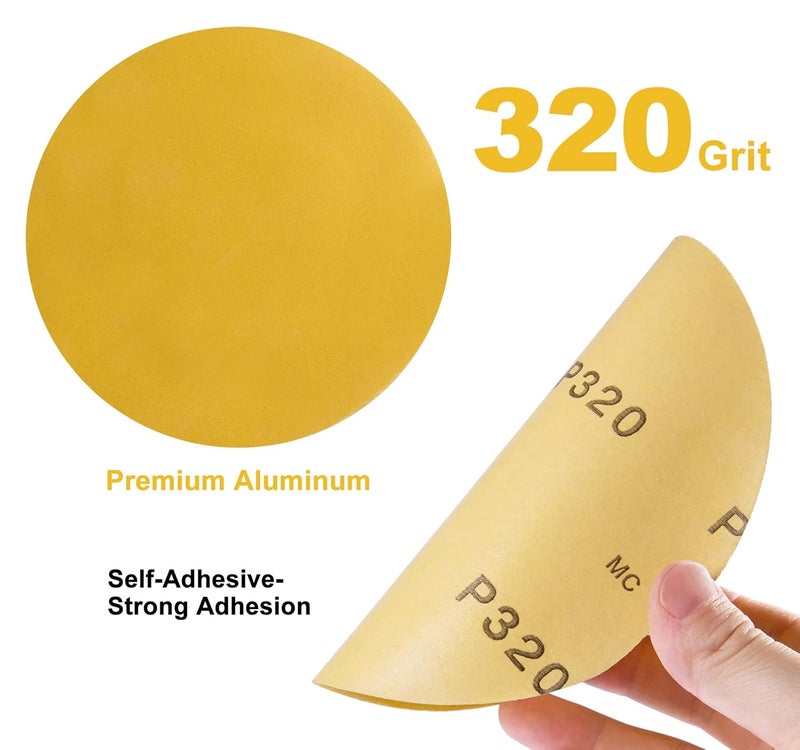 Shawya 100 PCS 6 Inch PSA Sanding Discs 320 Grit Sticky-Back Sandpaper Roll Adhesive Backed Sandpaper for DA Sander Self Stick Round Automotive Sandpaper - Image 2